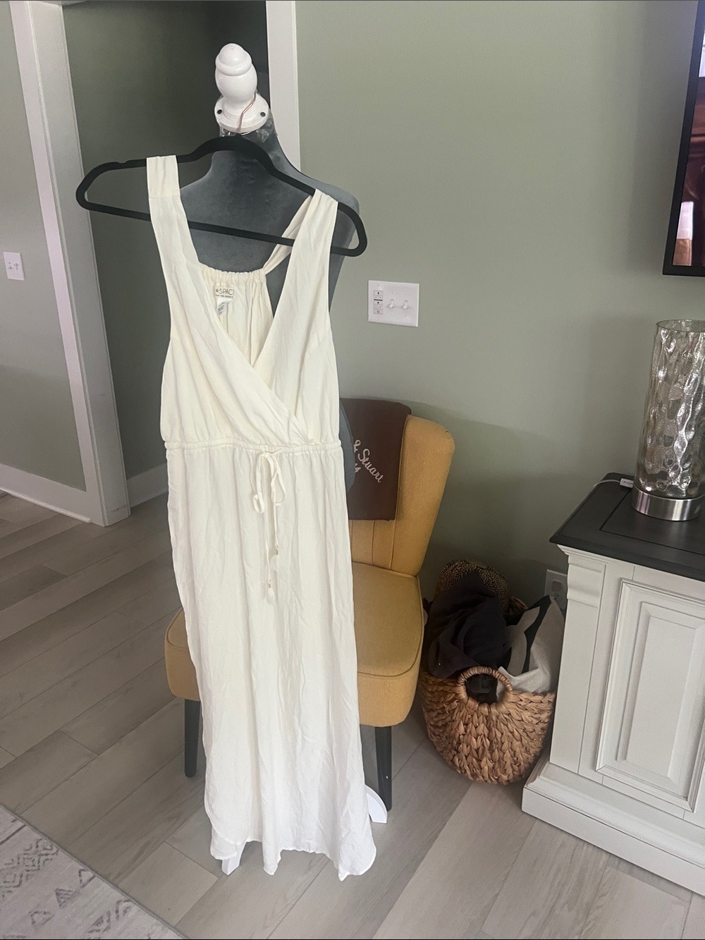 l*space Cream Sleeveless Wrap-Front Maxi Dress